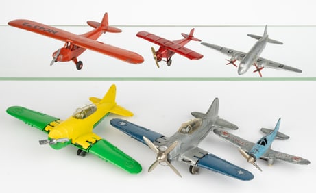 ASSORTED HUBLEY AND OTHER CAST-METAL TOY AIRPLANES, LOT OF SIX