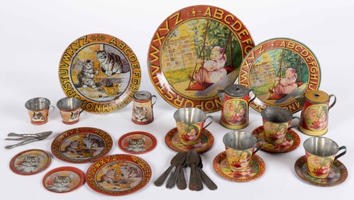 OHIO ART COMPANY TIN LITHOGRAPHED ABC TEA SETS, UNCOUNTED LOT