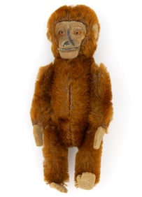 SCHUCO MOHAIR STUFFED JOINTED MINIATURE MONKEY / CONCEALED PERFUME BOTTLE