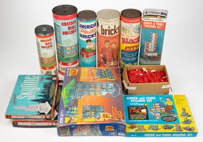 VINTAGE ASSORTMENT OF BUILDING BLOCK SETS, LOT OF 11