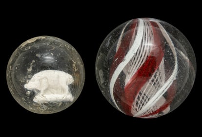 ASSORTED ANTIQUE LARGE MARBLES, LOT OF TWO