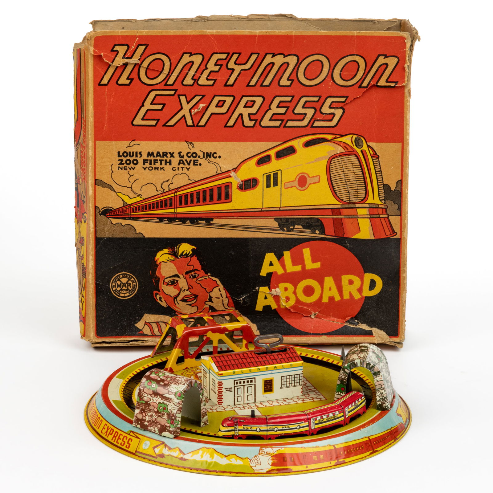MARX "HONEYMOON EXPRESS" TIN LITHOGRAPHED WIND-UP TOY (1 of 1)