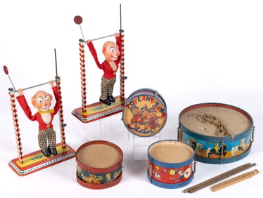 OHIO ART COMPANY TIN LITHOGRAPHED AND OTHER TOYS, LOT OF SIX