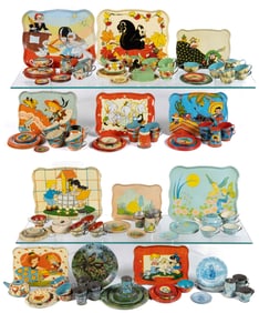 OHIO ART COMPANY TIN LITHOGRAPHED TEA SETS, UNCOUNTED LOT