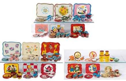OHIO ART COMPANY TIN LITHOGRAPHED TEA SETS, UNCOUNTED LOT