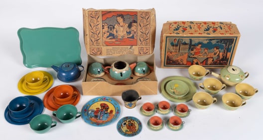 OHIO ART COMPANY TIN LITHOGRAPHED TEA SETS, UNCOUNTED LOT
