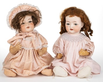 AMERICAN FULPER POTTERY CO. BISQUE-HEAD TODDLER DOLLS, LOT OF TWO