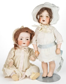 AMERICAN FULPER POTTERY CO. BISQUE-HEAD TODDLER DOLLS, LOT OF TWO