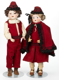 AMERICAN FULPER POTTERY CO. BISQUE-HEAD CHILD DOLLS, LOT OF TWO