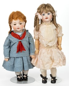 AMERICAN FULPER POTTERY CO. / AMBERG BISQUE-HEAD CHILD DOLLS, LOT OF TWO