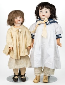 AMERICAN FULPER POTTERY CO. / HORSMAN BISQUE-HEAD CHILD DOLLS, LOT OF TWO