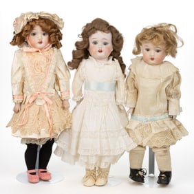 AMERICAN FULPER POTTERY CO. BISQUE-HEAD CHILD DOLLS, LOT OF THREE