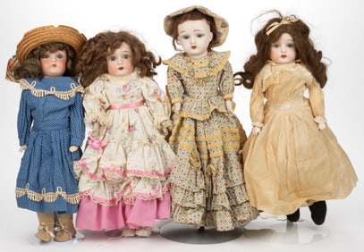 AMERICAN FULPER POTTERY CO. BISQUE-HEAD CHILD DOLLS, LOT OF FOUR