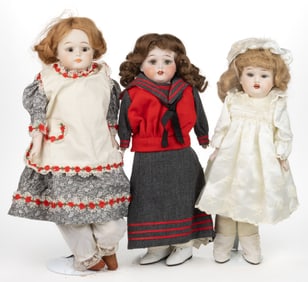 AMERICAN FULPER POTTERY CO. BISQUE-HEAD CHILD DOLLS, LOT OF THREE