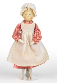 FREDERICK LAUGHON (RICHMOND, VA) SIGNED HAND-CARVED WOODEN JOINTED PEG DOLL