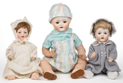 ASSORTED JAPANESE /  NIPPON BISQUE-HEAD TODDLER DOLLS, LOT OF THREE
