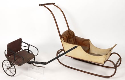 AMERICAN PAINT-DECORATED CHILD'S PUSH SLEIGH