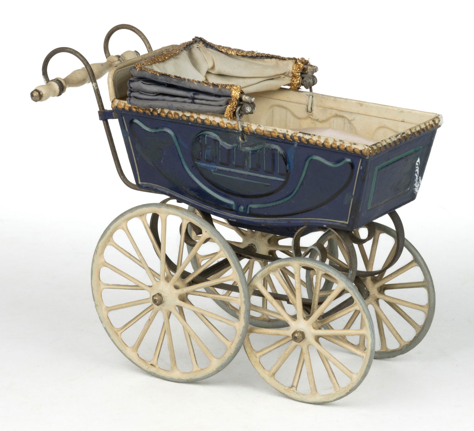GERMAN MARKLIN / MAERKLIN PRESSED TIN DIMINUTIVE DOLL BUGGY / CARRIAGE / STROLLER (1 of 2)