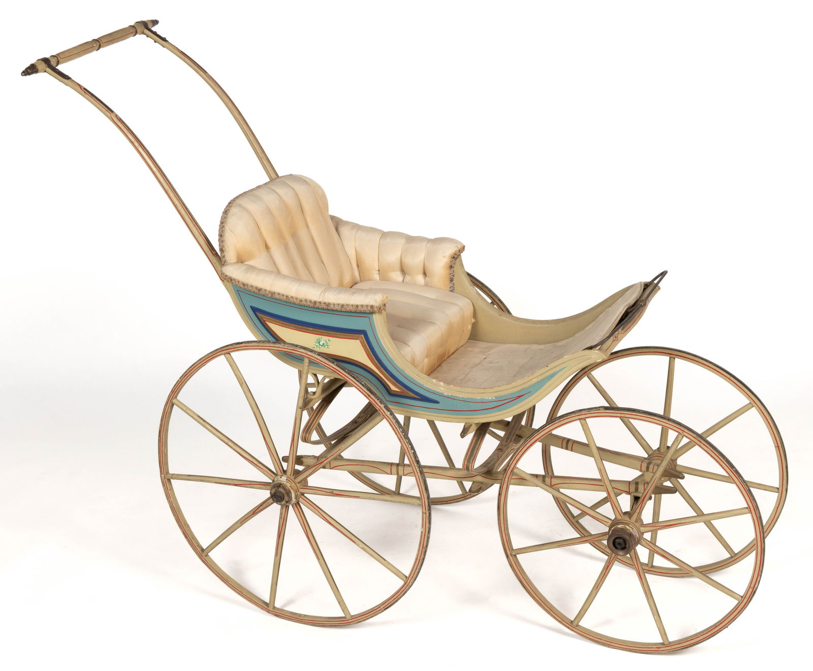 VICTORIAN / EDWARDIAN WOODEN PAINT-DECORATED BABY CARRIAGE (1 of 4)