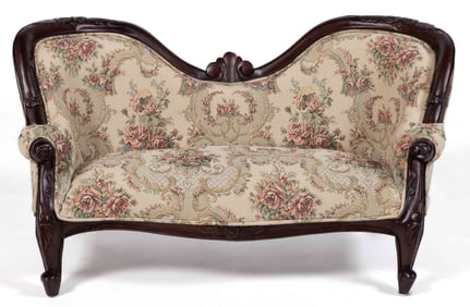 CONTEMPORARY VICTORIAN-STYLE CHILD'S SIZED MINIATURE SETTEE / SOFA