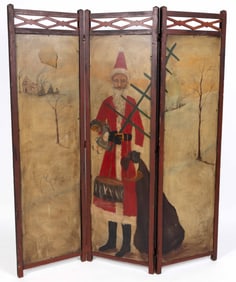 AMERICAN OR ENGLISH FOLDING SCREEN FEATURING SANTA CLAUS / ST. NICHOLAS