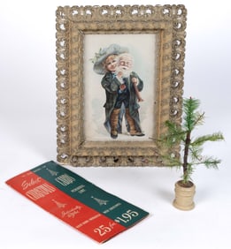 ASSORTED VINTAGE AND ANTIQUE CHRISTMAS ARTICLES, LOT OF THREE