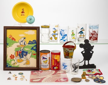 VINTAGE DONALD DUCK / WALT DISNEY RELATED ADVERTISING ARTICLES AND EPHEMERA, UNCOUNTED LOT