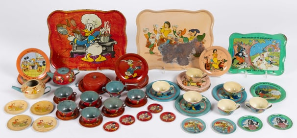 OHIO ART COMPANY TIN LITHOGRAPHED DISNEY TEA SETS, UNCOUNTED LOT