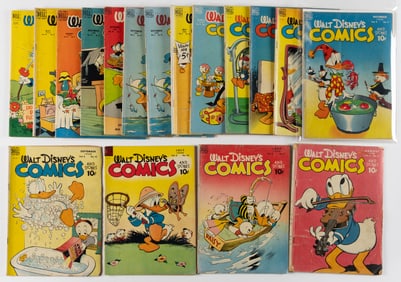 DELL GOLDEN AGE "WALT DISNEY'S COMICS AND STORIES" COMIC BOOKS, LOT OF 17