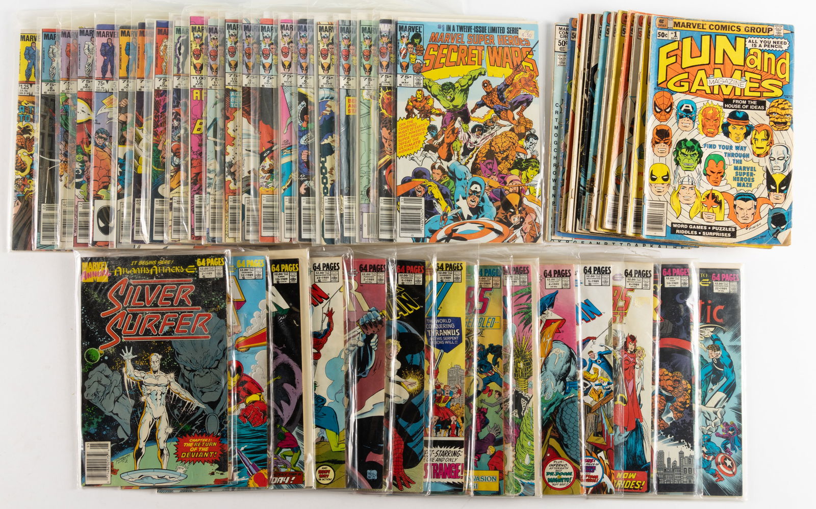 MARVEL COPPER AGE "SECRET WARS" SERIES I AND II, AND OTHER COMIC BOOKS, LOT OF 48 (1 of 3)