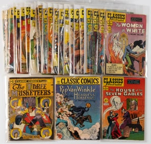 CLASSIC COMICS / CLASSICS ILLUSTRATED GOLDEN AGE LITERARY COMIC BOOKS, LOT OF 32