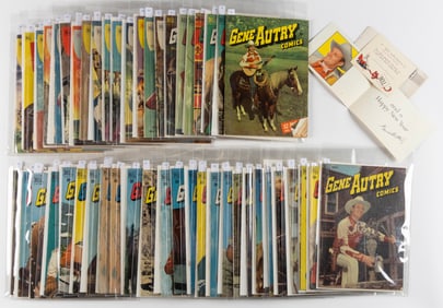 DELL GOLDEN AGE "GENE AUTRY" WESTERN-THEMED COMIC BOOKS, LOT OF 49