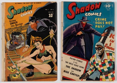 SHADOW COMICS GOLDEN AGE COMIC BOOKS, LOT OF TWO