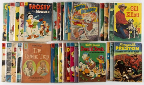 GOLDEN AND SILVER AGE DELL FOUR COLOR COMIC BOOKS, LOT OF 32