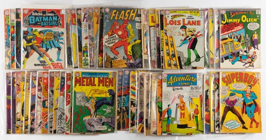 DC SILVER AGE MOSTLY LOW-GRADE SUPERHERO COMIC BOOKS, LOT OF 48