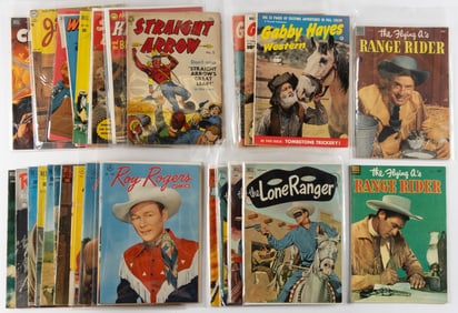 WESTERN-THEMED AND COWBOY ACTOR GOLDEN AGE COMIC BOOKS, LOT OF 27