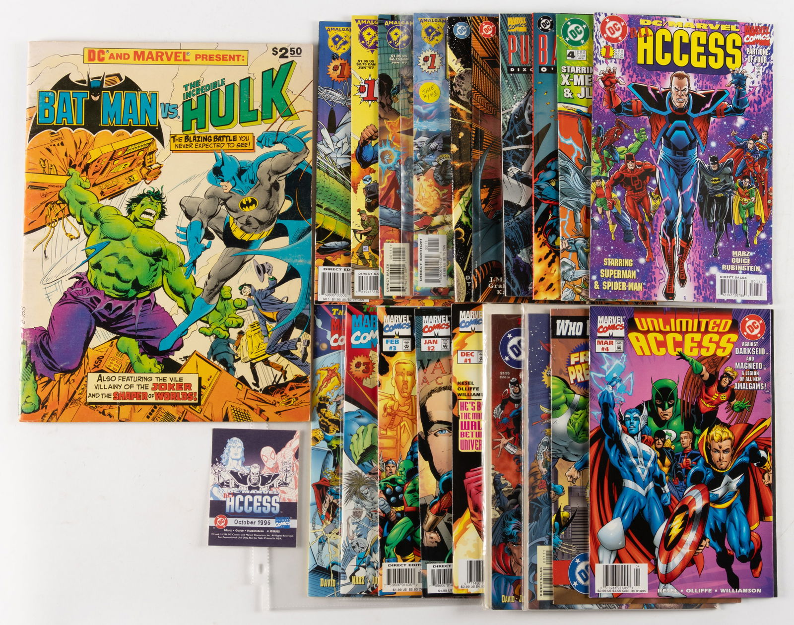 MARVEL VERSUS DC AND RELATED CROSSOVER COMIC BOOKS, LOT OF 20 (1 of 2)