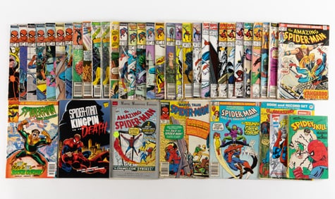 SPIDER-MAN BRONZE / MODERN AGE COMIC BOOKS AND RELATED ARTICLES, LOT OF 39