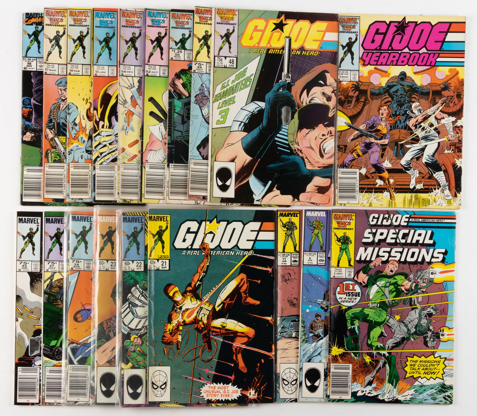 MARVEL COPPER AGE G.I. JOE COMIC BOOKS, LOT OF 19 (1 of 2)