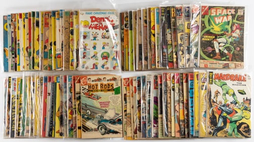 ASSORTED LOW-GRADE 10 AND 12 CENT MOSTLY SILVER AGE COMIC BOOKS, LOT OF 79