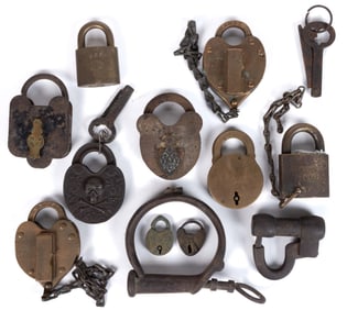 ASSORTED RAILROAD PADLOCKS AND OTHER LOCKS, LOT OF 12