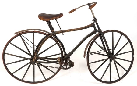 AMERICAN PAINT-DECORATED WOODEN BICYCLE