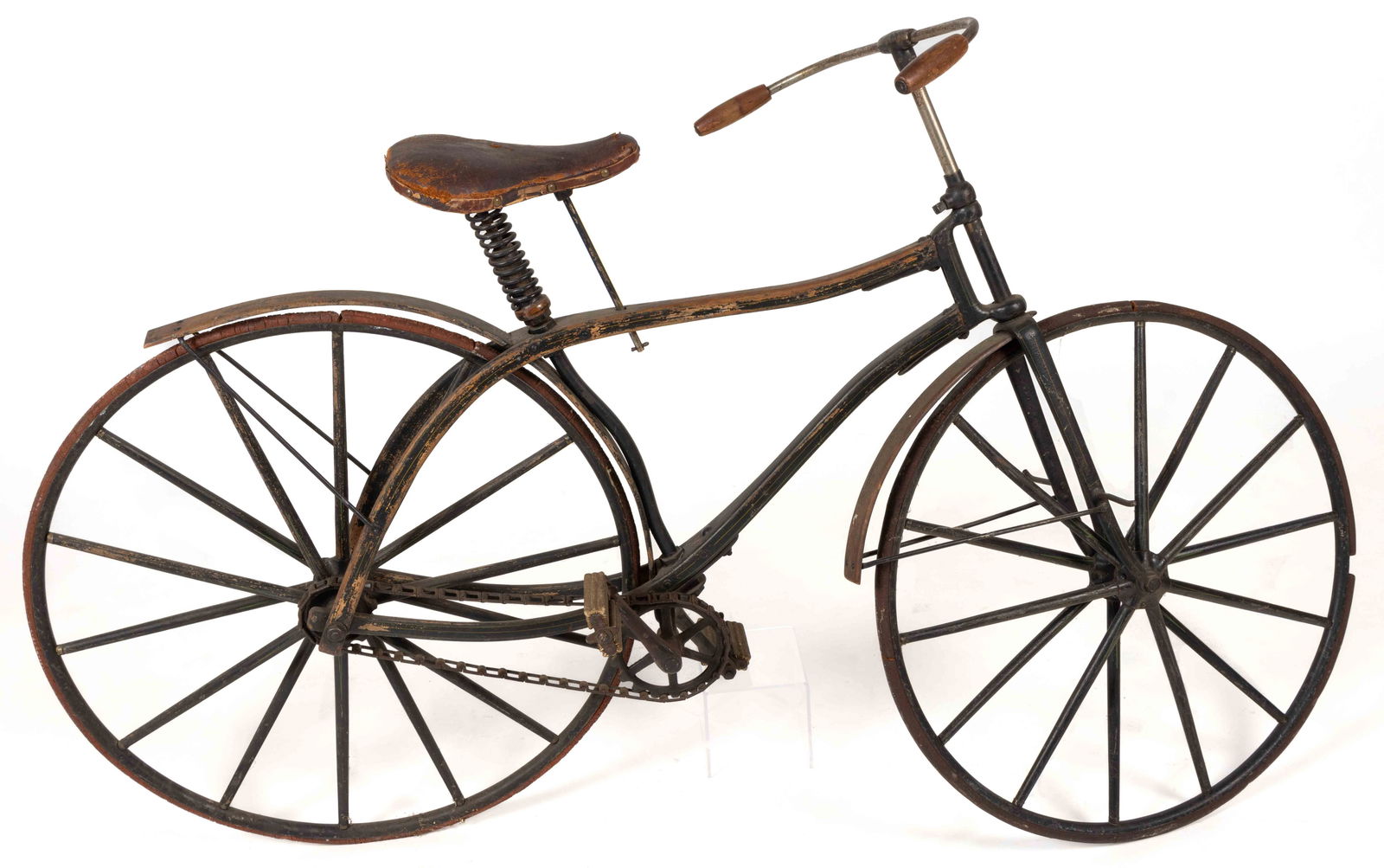 AMERICAN PAINT-DECORATED WOODEN BICYCLE (1 of 8)