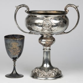 PHILADELPHIA, PENNSYLVANIA AND OTHER BOAT REGATTA SILVER-PLATED TROPHIES, LOT OF TWO