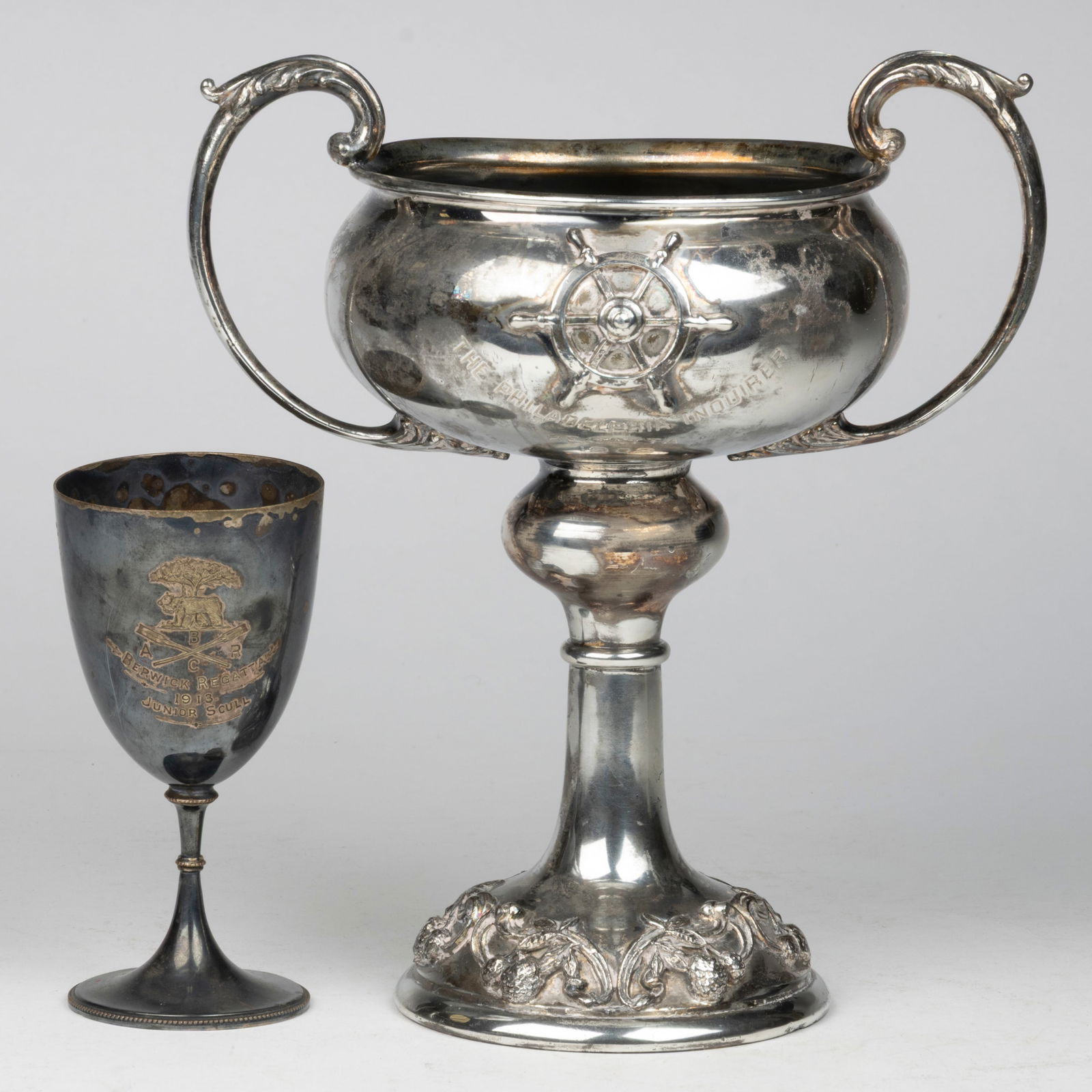 PHILADELPHIA, PENNSYLVANIA AND OTHER BOAT REGATTA SILVER-PLATED TROPHIES, LOT OF TWO (1 of 1)