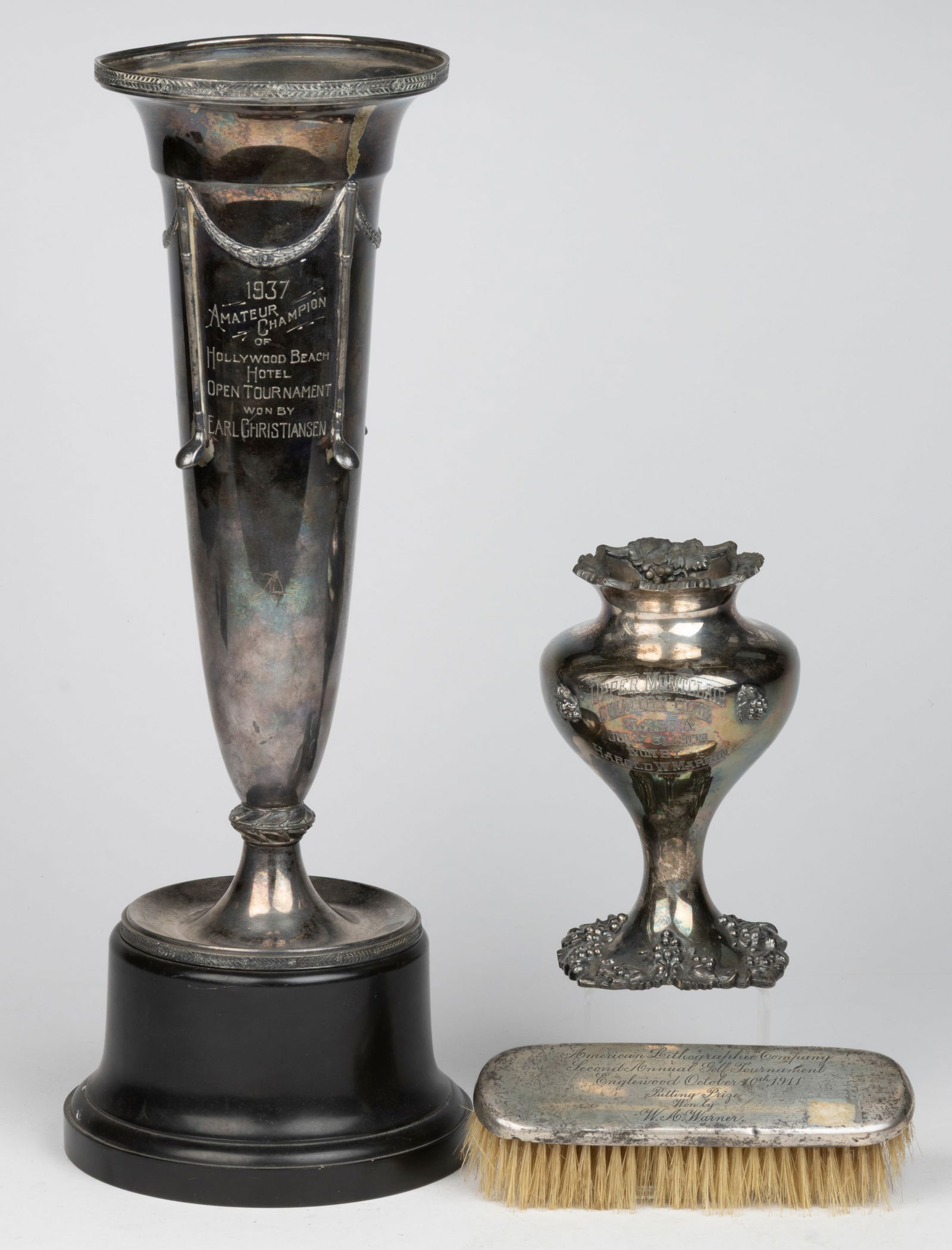 AMERICAN STERLING AND SILVER-PLATED GOLF TROPHIES, LOT OF THREE (1 of 1)