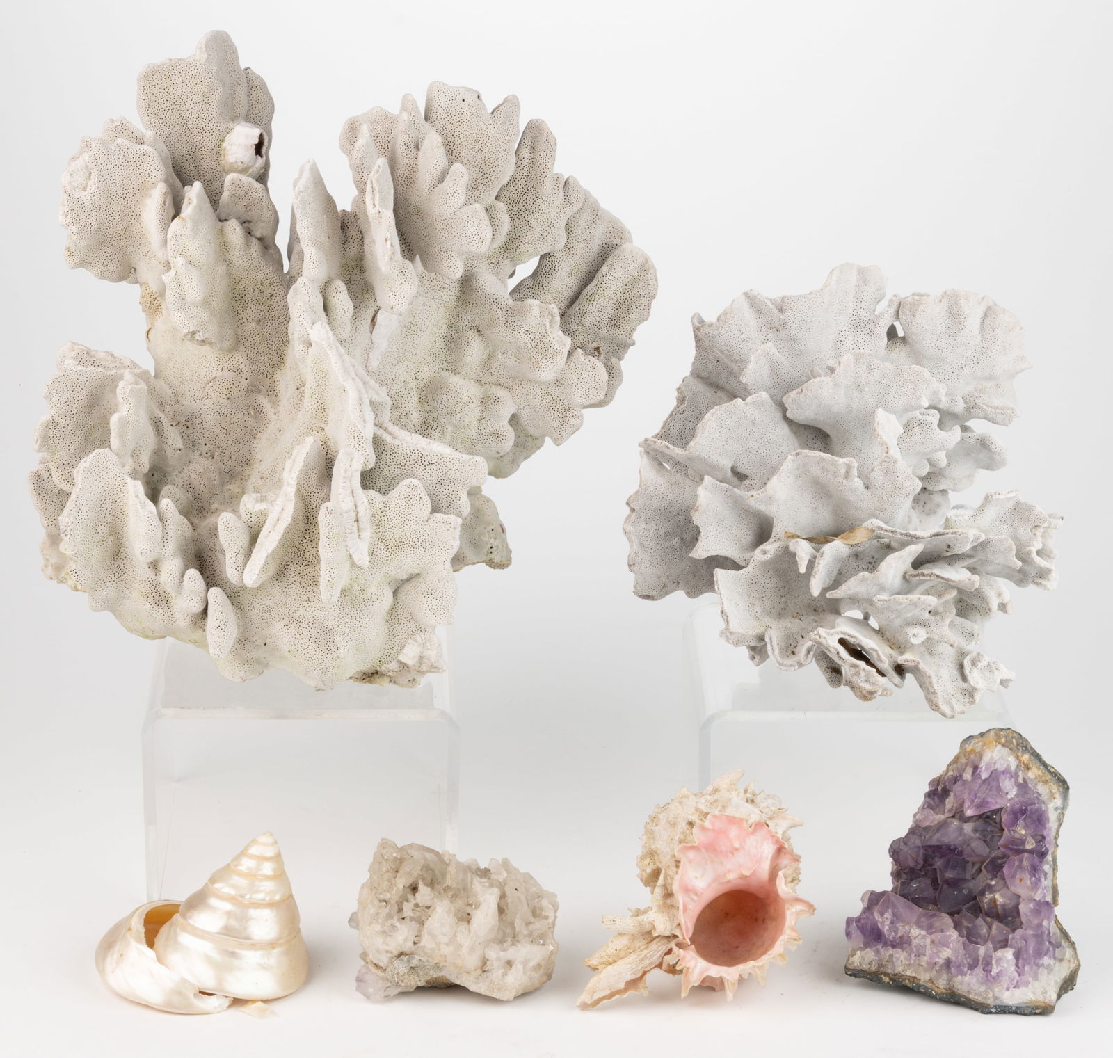 ASSORTED CORAL / AMETHYST AND OTHER NATURAL SPECIMENS, LOT OF SIX (1 of 1)