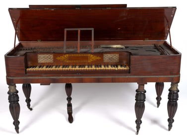 AMERICAN CLASSICAL INLAID MAHOGANY PIANOFORTE