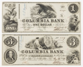WASHINGTON, DC OBSOLETE CURRENCY NOTES, LOT OF TWO