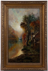 EDMUND DARCH LEWIS (AMERICAN, 1835-1910) LANDSCAPE PAINTING